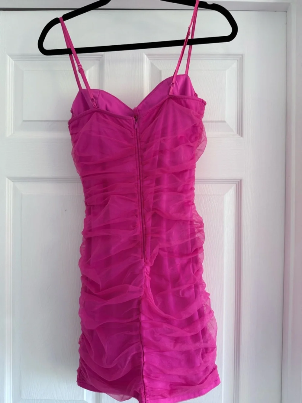Superdown Pink Ruched Mesh Mini Dress Size M Bodycon Party Club - Picture 4 of 9